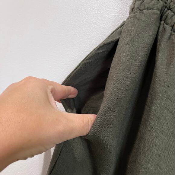 H&M Linen Blend Olive Green Elastic Waist Tapered Ankle Pants Size XL - Picture 7 of 8